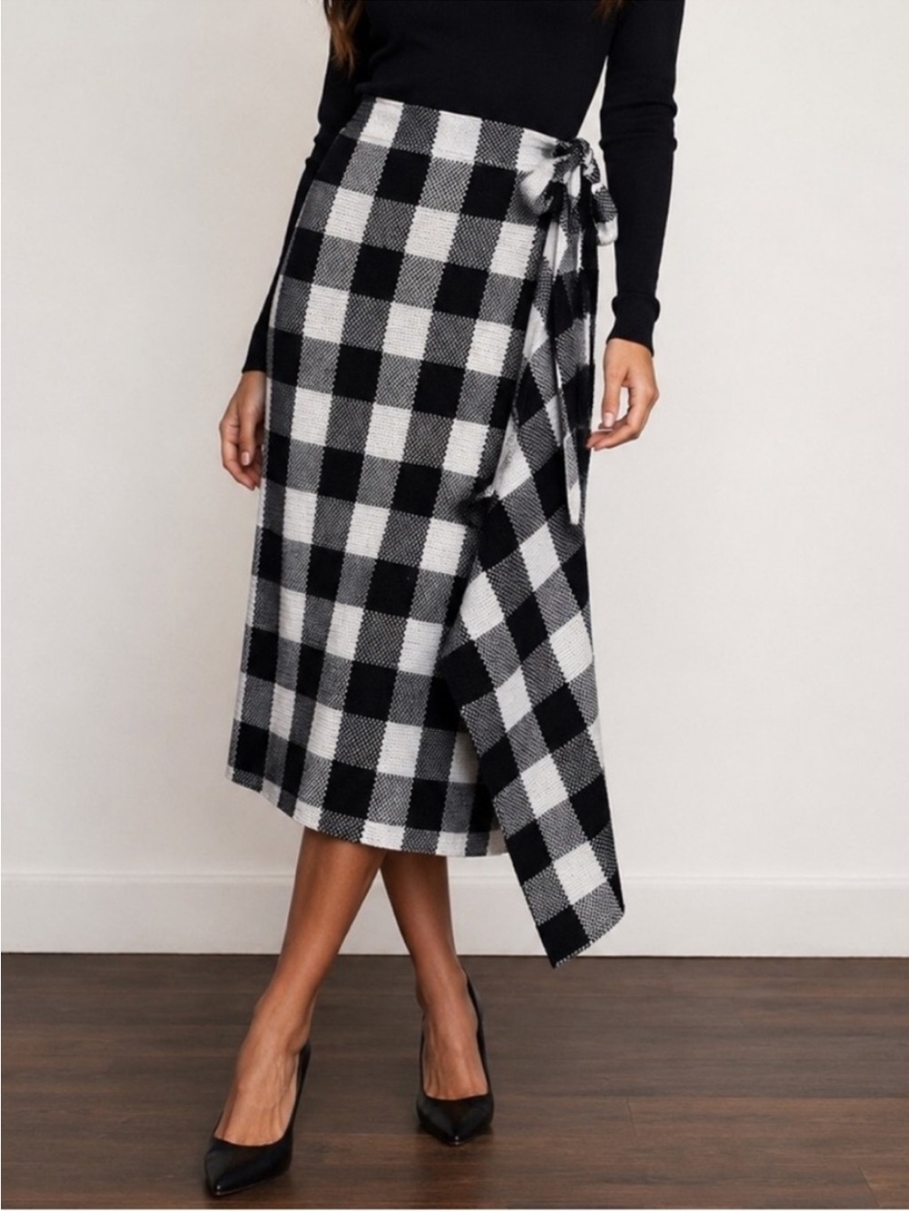 Pomander Place Gingham Knit Wrap Skirt Blanket Medium Buffalo Plaid Tuckernuck